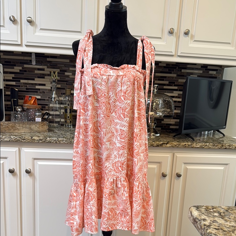 EE:SOME Coral Leaf Pattern Sundress size lg